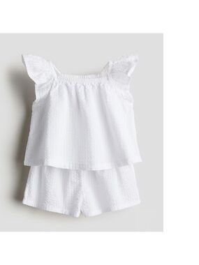 H&M 2-piece Set Top & Shorts White Baby 9-12M